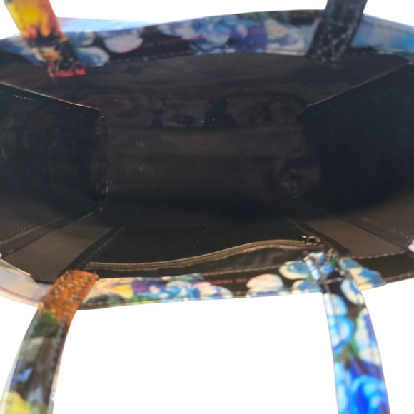 Ted Baker London Oicon Oil Painting Black Floral Multicolor Vinyl Tote Bag - Picture 9 of 12